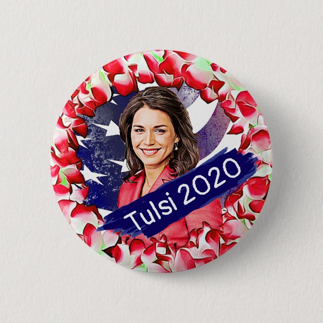 Badge Rond 5 Cm Tulsi Gabbard pour l'élection présidentielle 2020 (Devant)