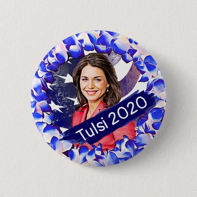 Badge Rond 5 Cm Tulsi Gabbard pour l'élection présidentielle 2020 (Devant)
