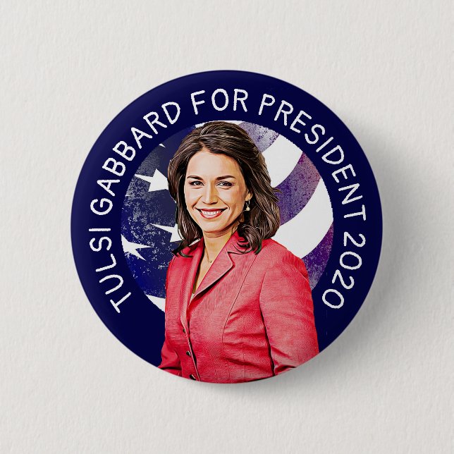 Badge Rond 5 Cm Tulsi Gabbard pour l'élection présidentielle 2020 (Devant)