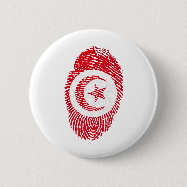 Badge Rond 5 Cm Tunisie Drapeau Empreinte Pays Fierté (Devant)