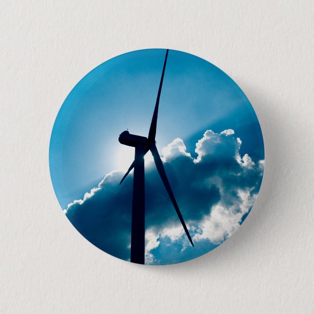 Badge Rond 5 Cm Turbine éolienne (Devant)