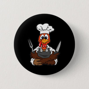 Badge Rond 5 Cm Turquie Chef Thanksgiving Day Drôle Cuisine culina