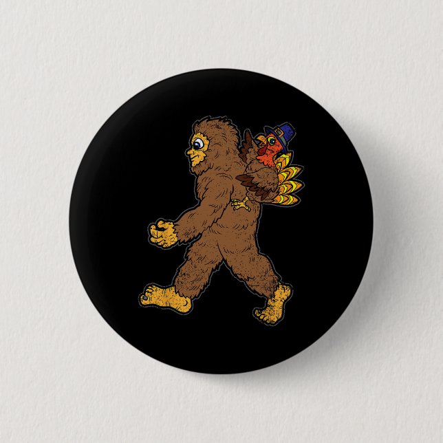 Badge Rond 5 Cm Turquie équitation Bigfoot Thanksgiving Day Funny  (Devant)