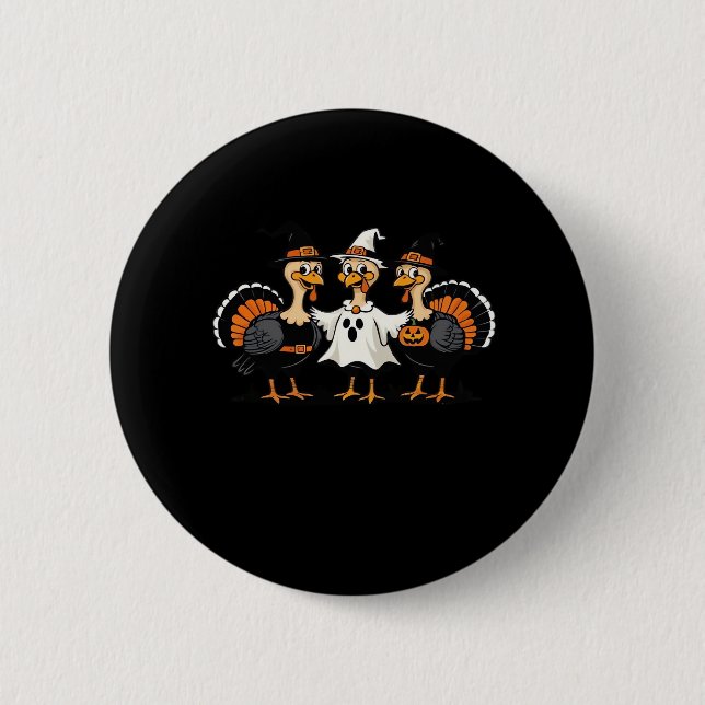 Badge Rond 5 Cm Turquie Halloween Boo, Thanksgiving Turquie, Éffra (Devant)
