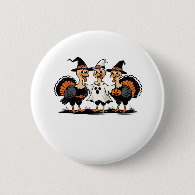 Badge Rond 5 Cm Turquie Halloween Boo, Thanksgiving Turquie, Éffra (Devant)