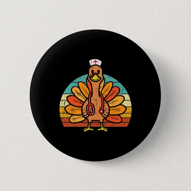 Badge Rond 5 Cm Turquie Infirmière Stethoscope Thanksgiving Fall S (Devant)