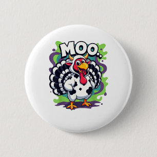 Badge Rond 5 Cm Turquie Moo Vache Drôle Thanksgiving - Mignonne Tu