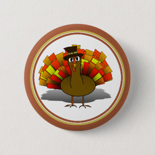 Badge Rond 5 Cm Turquie pèlerin Thanksgiving