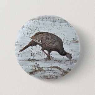 Badge Rond 5 Cm Turquie sauvage en terrain neigeux