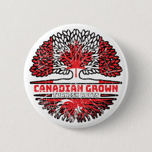 Badge Rond 5 Cm Turquie Turc Drapeau canadien des racines d'arbre