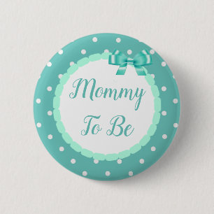 Badge Rond 5 Cm Turquoise Baby shower Mommy