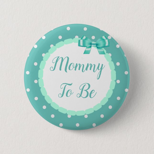Badge Rond 5 Cm Turquoise Baby shower Mommy (Devant)