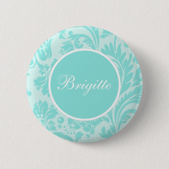 Badge Rond 5 Cm Turquoise damée (Devant)