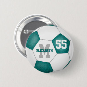 Badge Rond 5 Cm turquoise gris girly soccer personnalisé