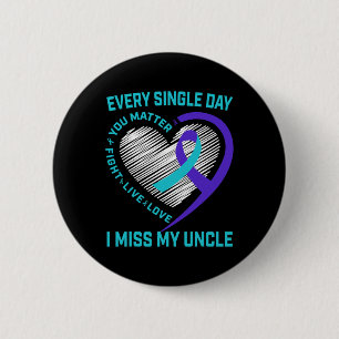 Badge Rond 5 Cm Turquoise Purple Coeur Oncle Suicide Sensibilisati