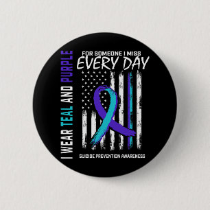 Badge Rond 5 Cm Turquoise Purple Quelqu'Un Qui Me Manque Sensibili
