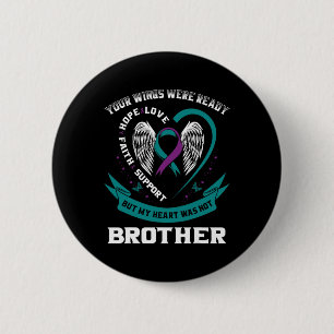 Badge Rond 5 Cm Turquoise Purple Ribbon Wing Sensibilisation au su