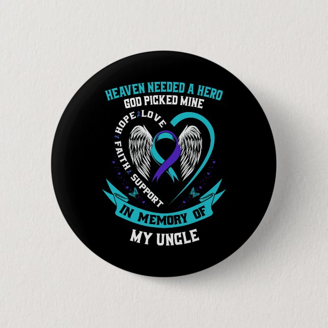 Badge Rond 5 Cm Turquoise Violet Ruban Suicide Sensibilisation Che (Devant)
