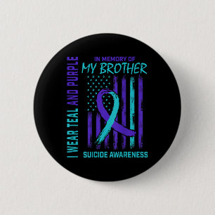 Badge Rond 5 Cm Turquoise Violet Ruban Suicide Sensibilisation Ind