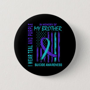 Badge Rond 5 Cm Turquoise Violet Ruban Suicide Sensibilisation Ind