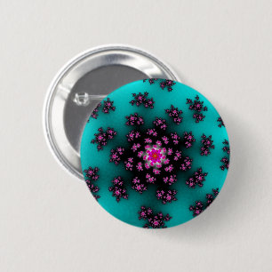 Badge Rond 5 Cm Turquoises arroses florales