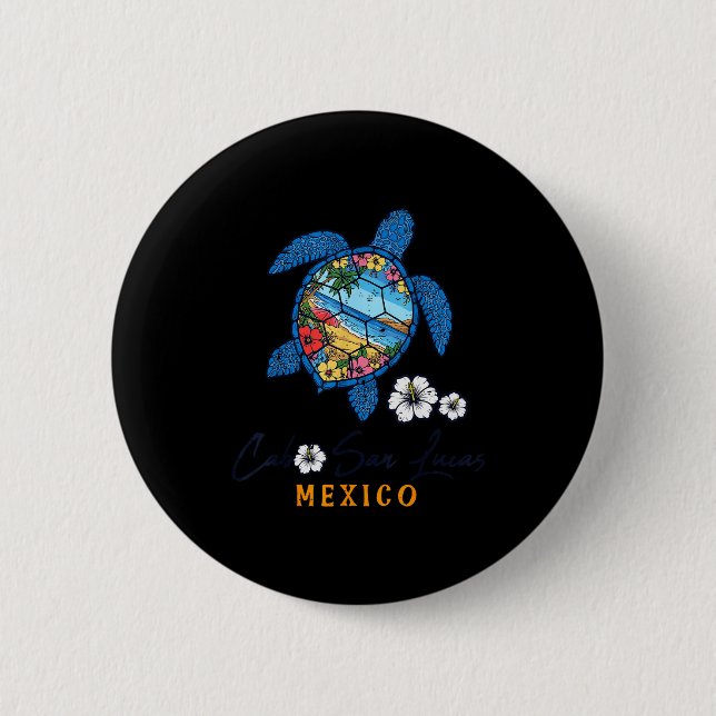 Badge Rond 5 Cm Turtle Cabo San Lucas Mexico Vacation Summer Men W (Devant)
