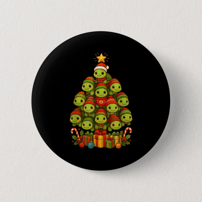 Badge Rond 5 Cm Turtle Christmas Tree Funny Turtle Xmas  (Devant)