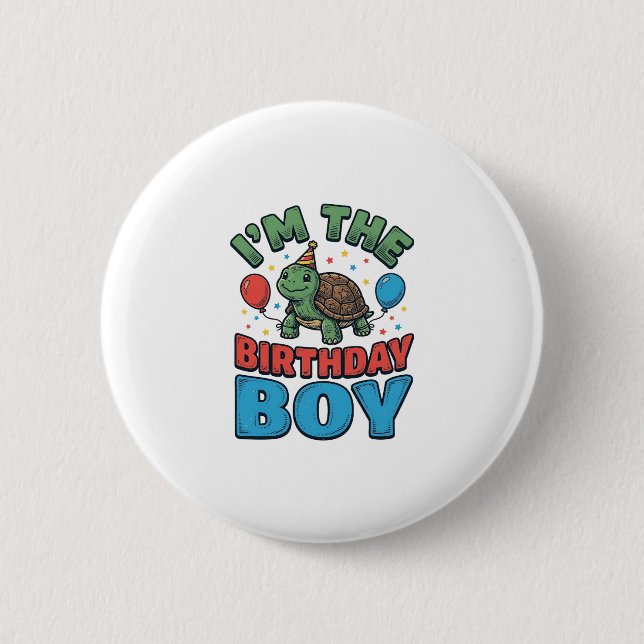 Badge Rond 5 Cm Turtle garçon d'anniversaire conception de chemise (Devant)