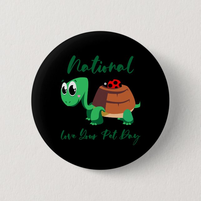 Badge Rond 5 Cm Turtle Lover | National Love Your Turtle (Devant)