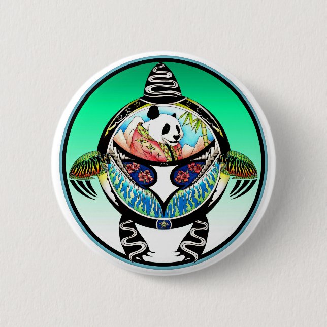 Badge Rond 5 Cm Turtle Panda (Devant)