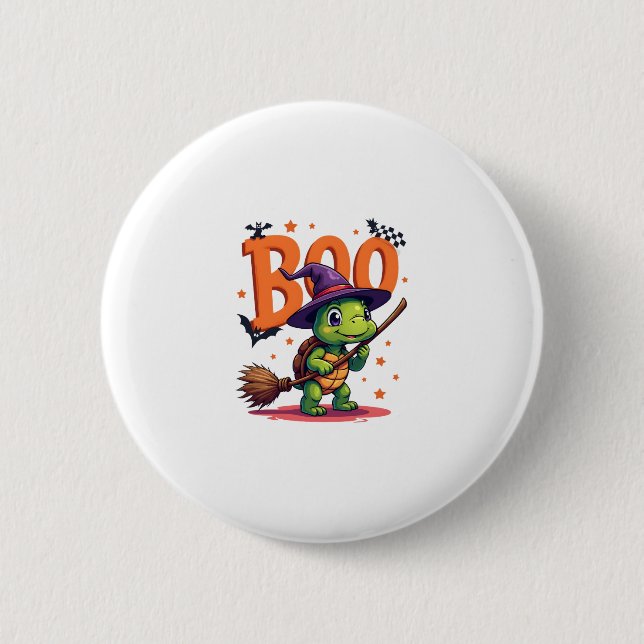 Badge Rond 5 Cm Turtle Tortoise Boo Witch Trick Or Treat Halloween (Devant)