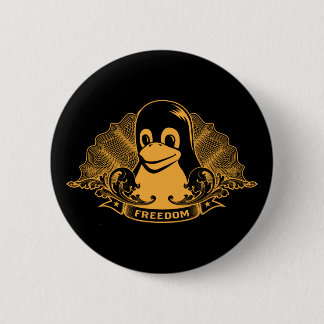 Badge Rond 5 Cm Tux Penguin - (Linux, Open Source, Copyleft, FSF)
