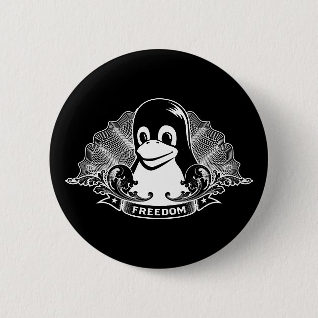 Badge Rond 5 Cm Tux Penguin - (Linux, Open Source, Copyleft, FSF) (Devant)