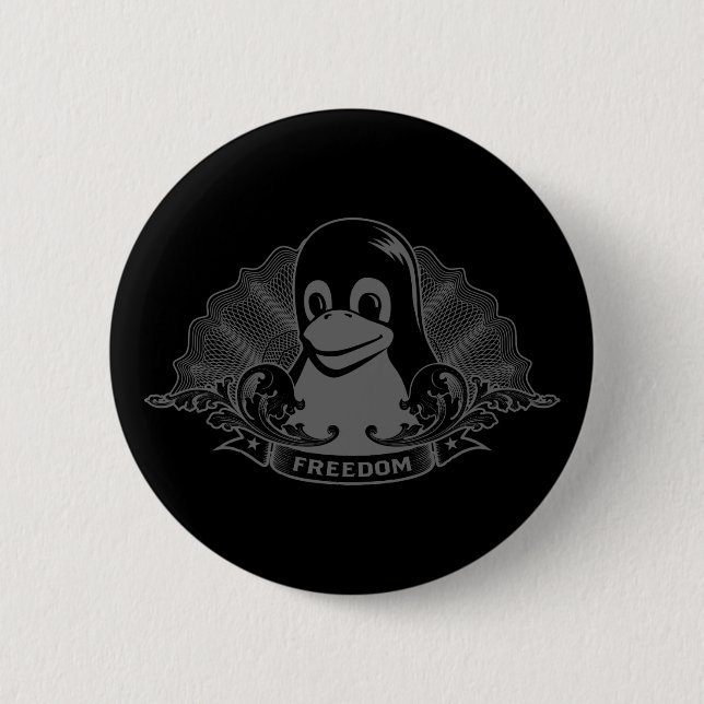 Badge Rond 5 Cm Tux Penguin - (Linux, Open Source, Copyleft, FSF) (Devant)