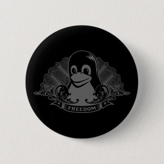 Badge Rond 5 Cm Tux Penguin - (Linux, Open Source, Copyleft, FSF)