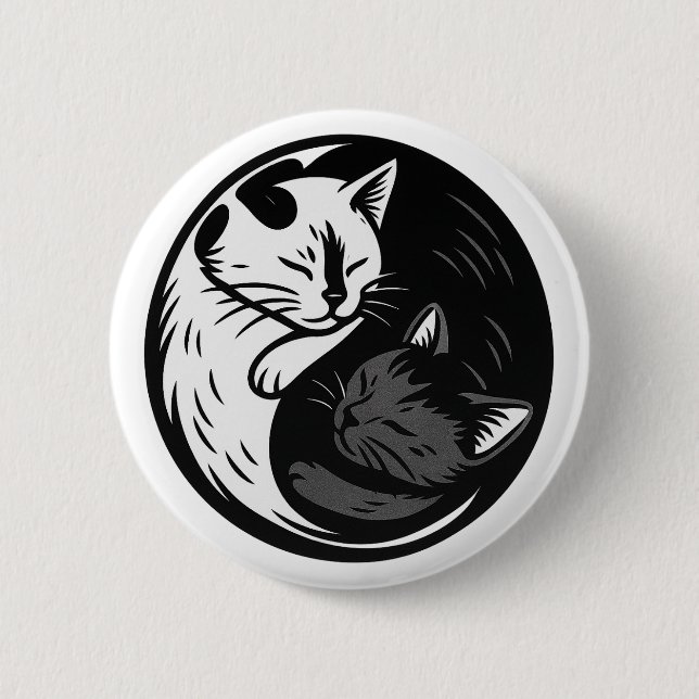 Badge Rond 5 Cm Tuxedo / Black Cat Yin Yang Button by Phil Elmore (Devant)