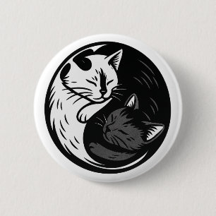 Badge Rond 5 Cm Tuxedo / Chat noir Yin Yang par Phil Elmore