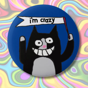 Badge Rond 5 Cm Tuxedo chat signe délire personnalisé nom des chat