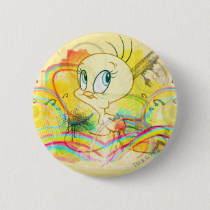 Badge Rond 5 Cm TWEETY™ Dans Rainbows