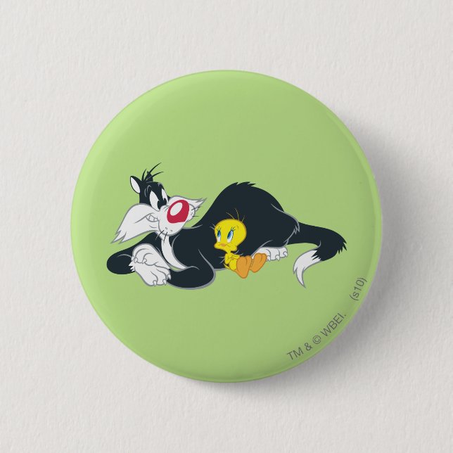 Badge Rond 5 Cm TWEETY™ en pose d'action 14 (Devant)