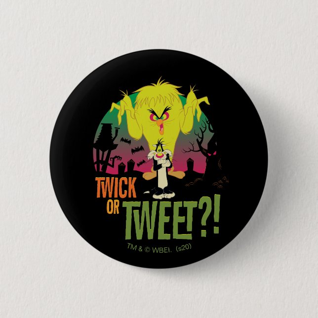 Badge Rond 5 Cm "Twick or Tweet" TWEETY™ & SYLVESTER™ (Devant)
