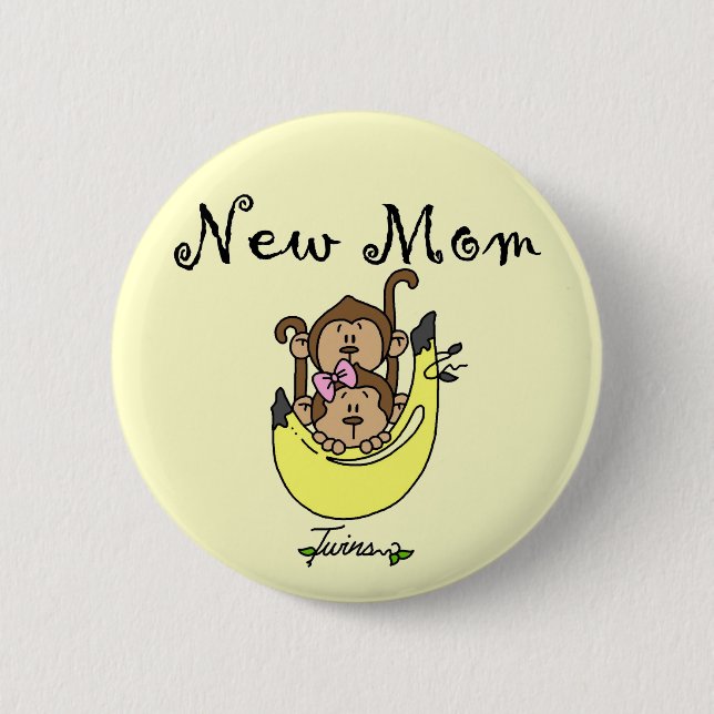 Badge Rond 5 Cm Twin Boy and Girl New Mom Tshirts (Devant)