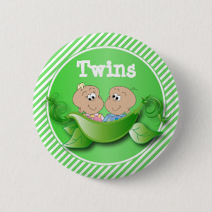 Badge Rond 5 Cm Twin Boy & Girl   Baby Shower Theme