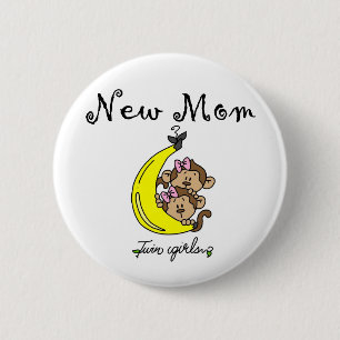 Badge Rond 5 Cm Twin Girls New Mom T-shirts et cadeaux