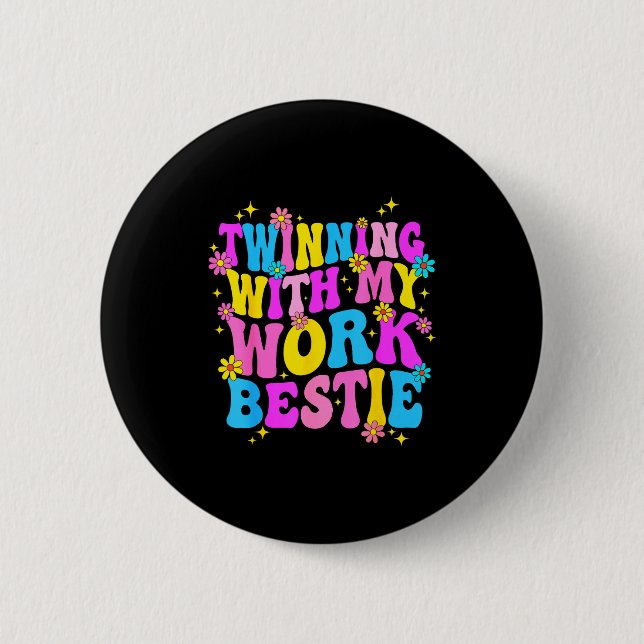 Badge Rond 5 Cm Twinning With My Work Ie Srit Week Friend Twin  (Devant)