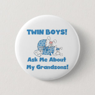 Badge Rond 5 Cm Twins-Ask About My Grandsons Tshirts and Gifts