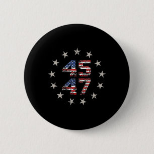 Badge Rond 5 Cm Two Side 45 47 Trump 2024 Drapeau américain (à l'a