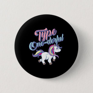 Badge Rond 5 Cm Type One-derful Licorne Diabétique Drôle Cadeau