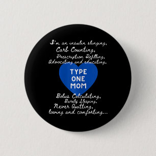 Badge Rond 5 Cm Type One Maman Sensibilisation Diabète Jour T1D