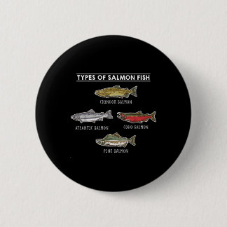 Badge Rond 5 Cm Types de saumon pour la pêche au saumon